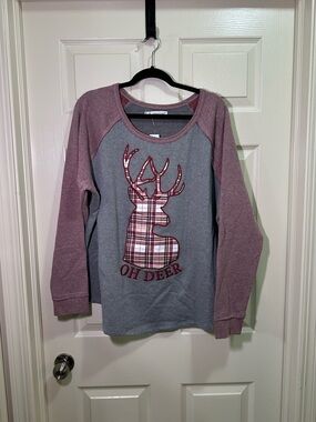 Maurices Fleece Sweatshirt Pullover Plus Size 3X Oh Deer Reindeer Winter Holiday